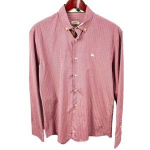 Burberry London Slim Fit Red Plaid Button Front Shirt Size XL